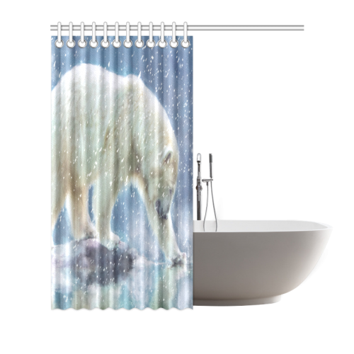 A polar bear at the water Shower Curtain 72"x72"