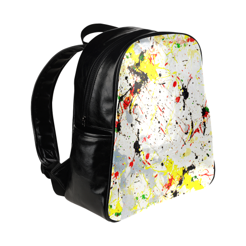 Yellow & Black Paint Splatter Multi-Pockets Backpack (Model 1636)