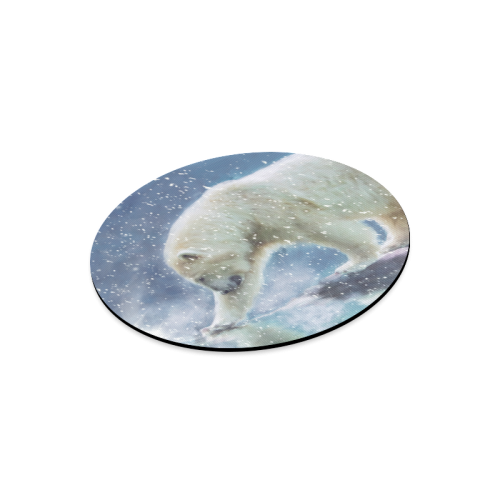 A polar bear at the water Round Mousepad