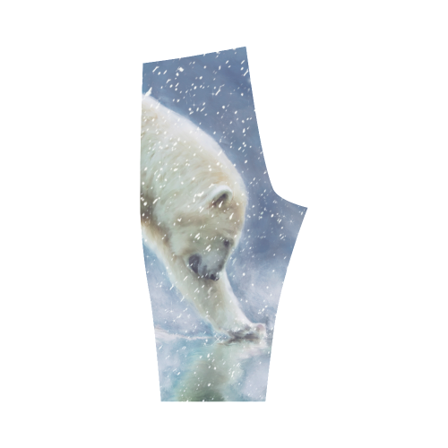 A polar bear at the water Hestia Cropped Leggings (Model L03)