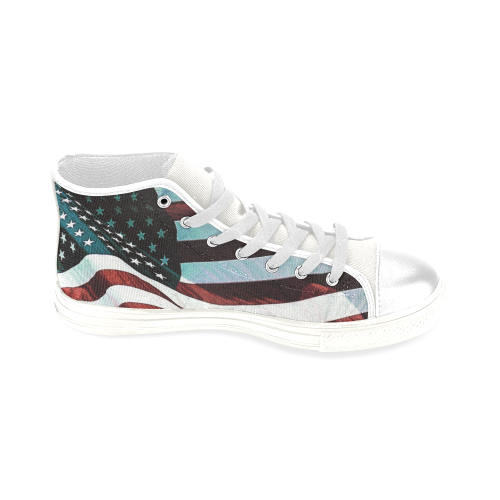 A abstract waving usa flag Men’s Classic High Top Canvas Shoes (Model 017)