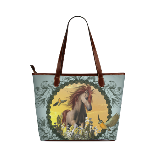 Horse with birds Shoulder Tote Bag (Model 1646)