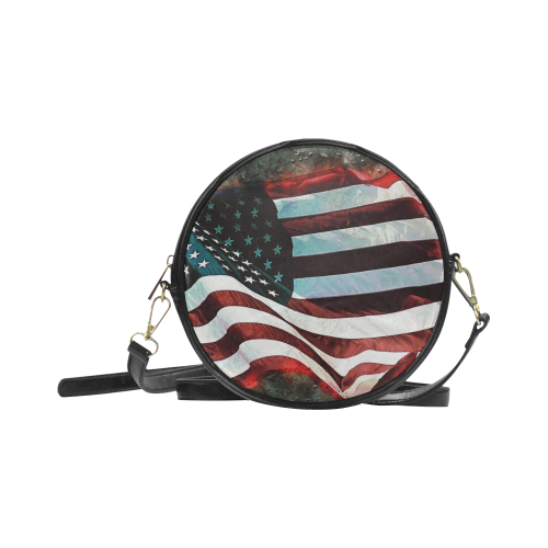 A abstract waving usa flag Round Sling Bag (Model 1647)