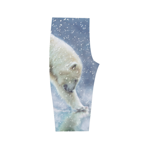 A polar bear at the water Hestia Cropped Leggings (Model L03)