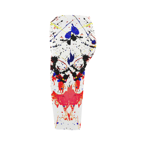 Blue & Red Paint Splatter Hestia Cropped Leggings (Model L03)