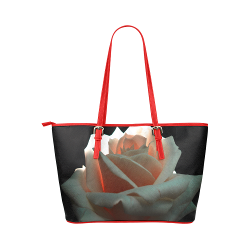 A Beautiful Rose Leather Tote Bag/Small (Model 1651)