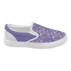 Purple Check and Solid Women's Slip-on Canvas Shoes (Model 019)