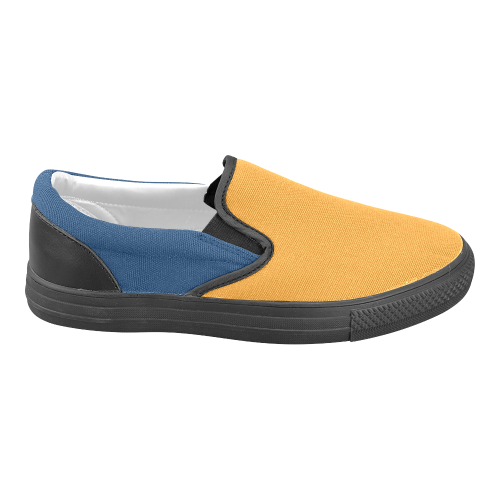 Radiant Yellow and Cool Black Men's Unusual Slip-on Canvas Shoes (Model 019)