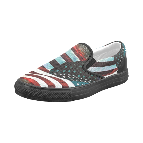 A abstract waving usa flag Men's Slip-on Canvas Shoes (Model 019)