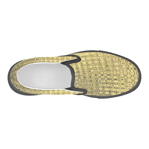 Gold Texture Luxury Men's Slip-on Canvas Shoes (Model 019)