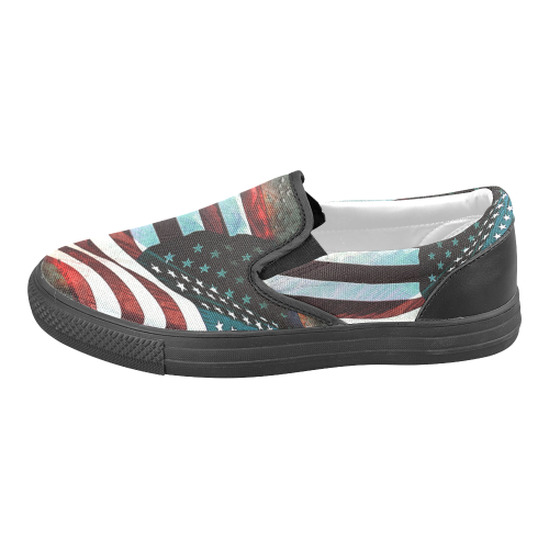 A abstract waving usa flag Men's Slip-on Canvas Shoes (Model 019)