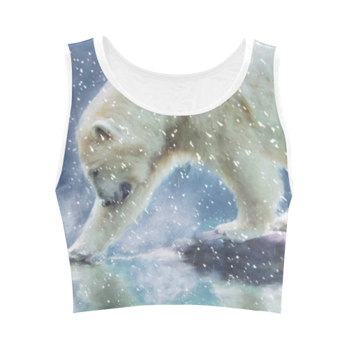 A polar bear at the water Women's Crop Top (Model T42)