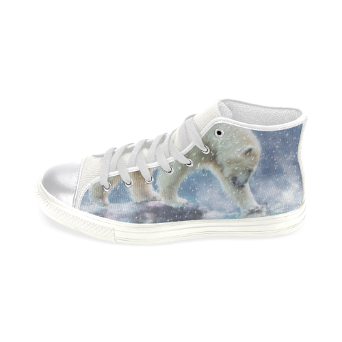 A polar bear at the water Women's Classic High Top Canvas Shoes (Model 017)