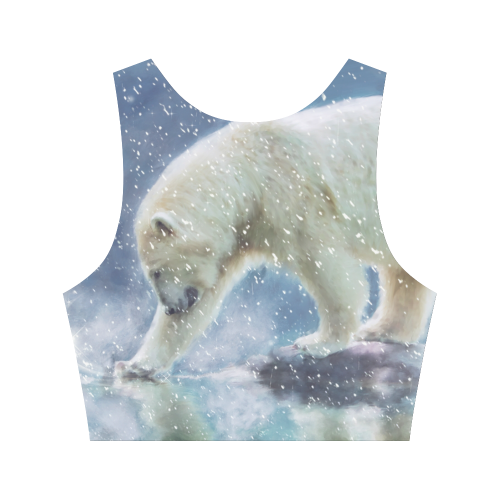 A polar bear at the water Women's Crop Top (Model T42)