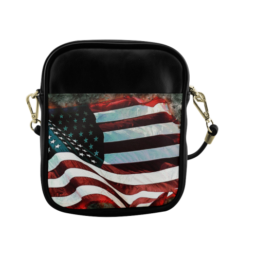 A abstract waving usa flag Sling Bag (Model 1627)