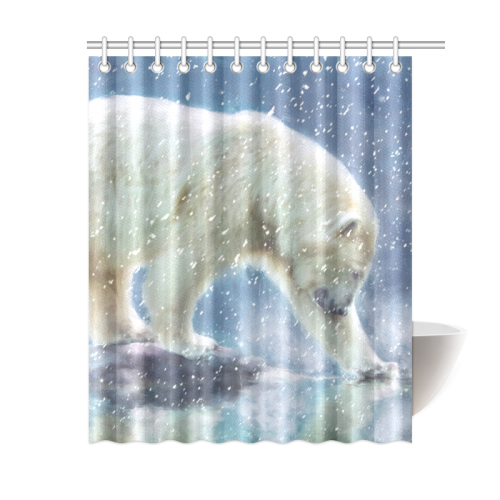 A polar bear at the water Shower Curtain 60"x72"
