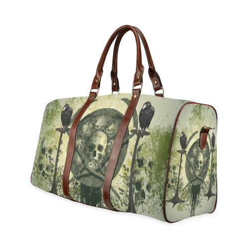 Skull with crow Waterproof Travel Bag/Large (Model 1639)