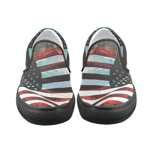 A abstract waving usa flag Men's Unusual Slip-on Canvas Shoes (Model 019)