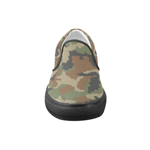 Woodland Forest Camouflage Men's Unusual Slip-on Canvas Shoes (Model 019)