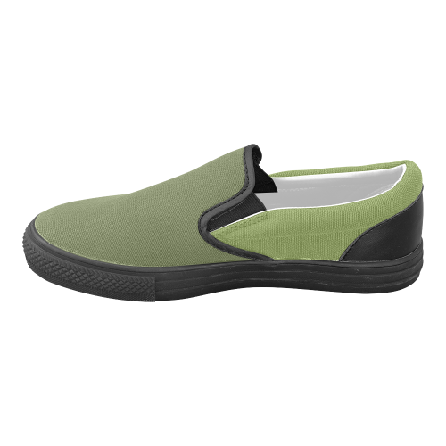 Cedar and Peridot Green Men's Unusual Slip-on Canvas Shoes (Model 019)