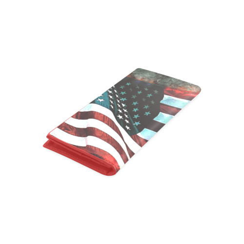 A abstract waving usa flag Women's Leather Wallet (Model 1611)