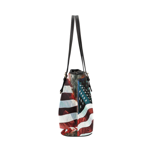 A abstract waving usa flag Leather Tote Bag/Large (Model 1651)