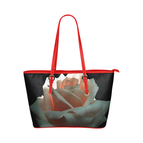 A Beautiful Rose Leather Tote Bag/Small (Model 1651)