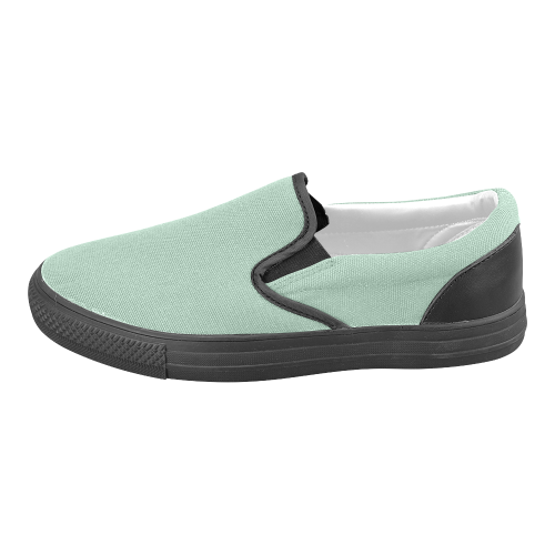 Grayed Jade Men's Unusual Slip-on Canvas Shoes (Model 019)