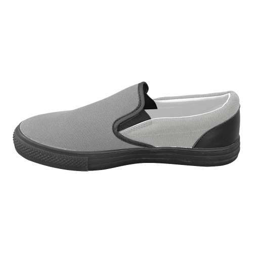 Silver and Steel Gray Men's Unusual Slip-on Canvas Shoes (Model 019)