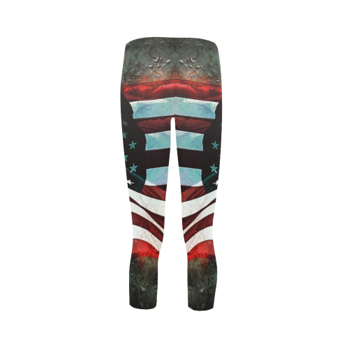 A abstract waving usa flag Capri Legging (Model L02)