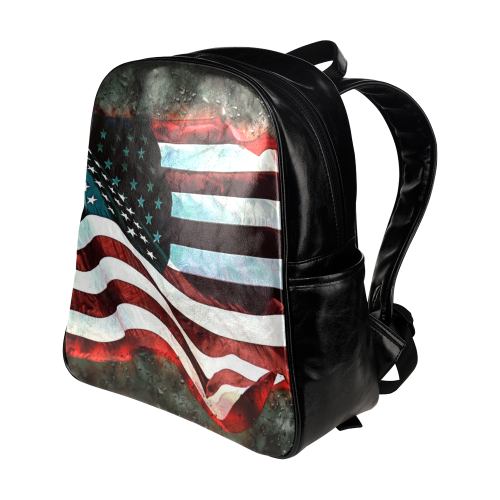 A abstract waving usa flag Multi-Pockets Backpack (Model 1636)