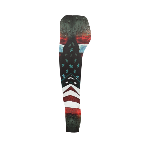 A abstract waving usa flag Capri Legging (Model L02)