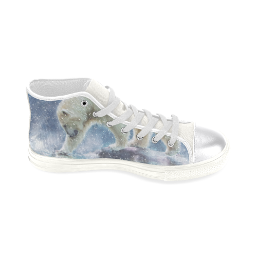 A polar bear at the water Women's Classic High Top Canvas Shoes (Model 017)