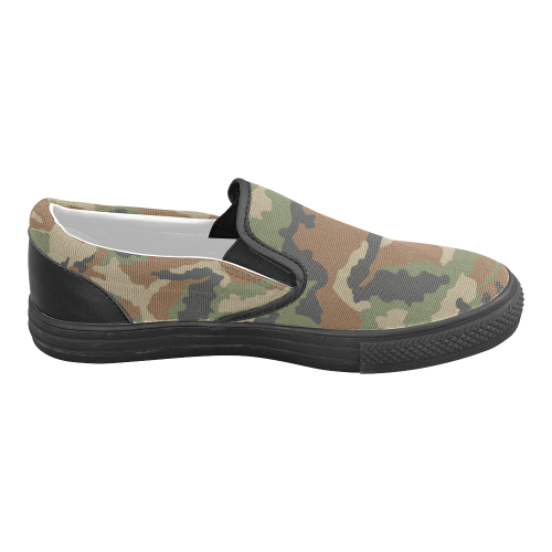 Woodland Forest Camouflage Men's Unusual Slip-on Canvas Shoes (Model 019)