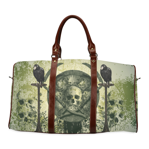 Skull with crow Waterproof Travel Bag/Large (Model 1639)