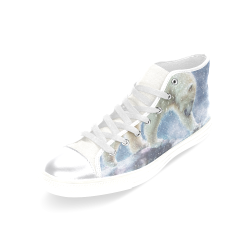 A polar bear at the water Women's Classic High Top Canvas Shoes (Model 017)