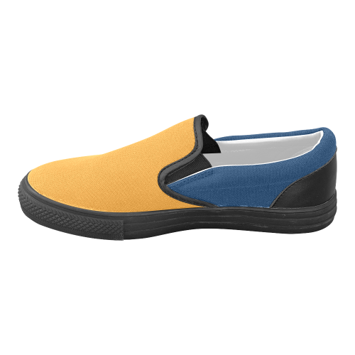 Radiant Yellow and Cool Black Men's Unusual Slip-on Canvas Shoes (Model 019)