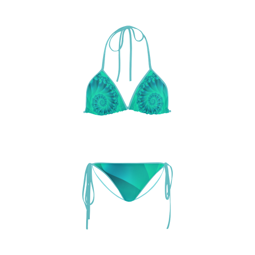 Turquoise Spiral Fractal Custom Bikini Swimsuit