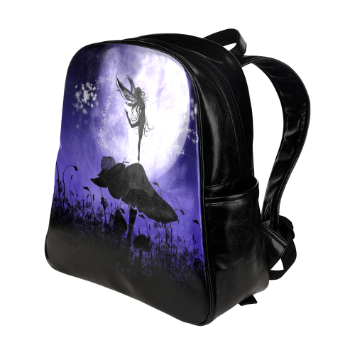 A beautiful fairy dancing on a mushroom silhouette Multi-Pockets Backpack (Model 1636)