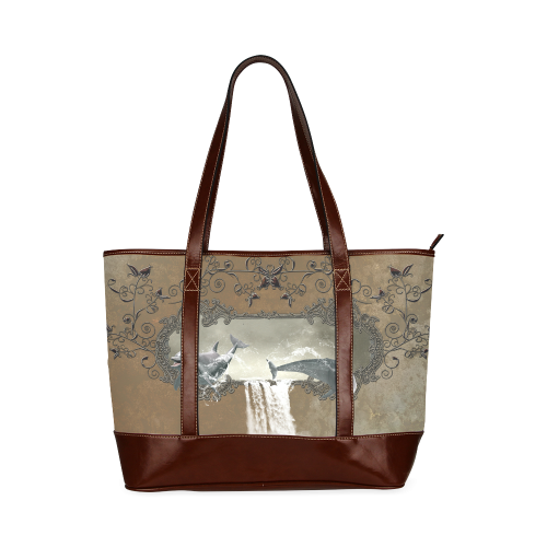 Dolphins Tote Handbag (Model 1642)