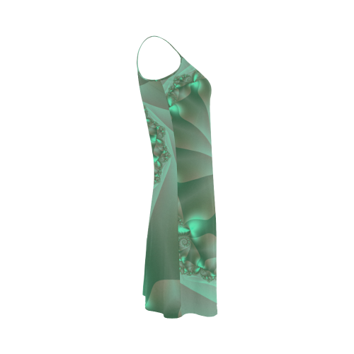 Green Spiral Fractal Alcestis Slip Dress (Model D05)