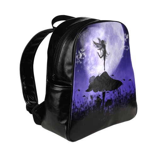 A beautiful fairy dancing on a mushroom silhouette Multi-Pockets Backpack (Model 1636)