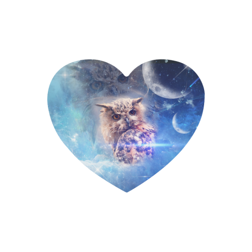 Owl in the universe Heart-shaped Mousepad