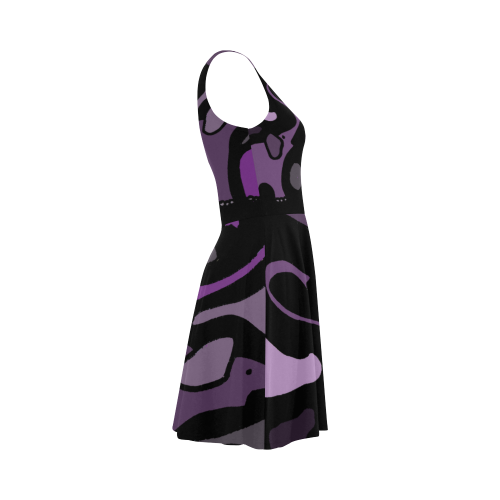 Cool Black and Purple Elephant Abstract Art Atalanta Sundress (Model D04)