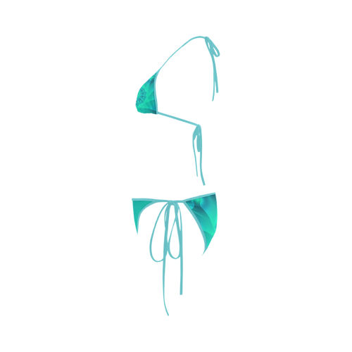 Turquoise Spiral Fractal Custom Bikini Swimsuit