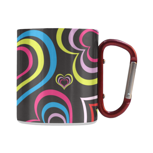 Multicolored Hearts on Black Classic Insulated Mug(10.3OZ)