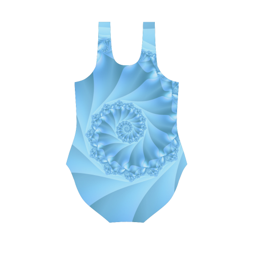 Blue Spiral Fractal Vest One Piece Swimsuit (Model S04)
