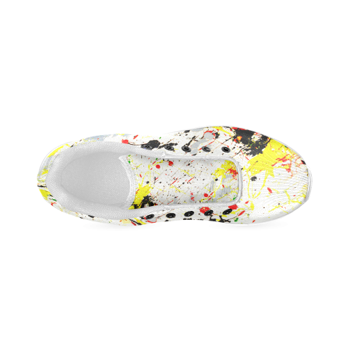 Yellow & Black Paint Splatter Women’s Running Shoes (Model 020)