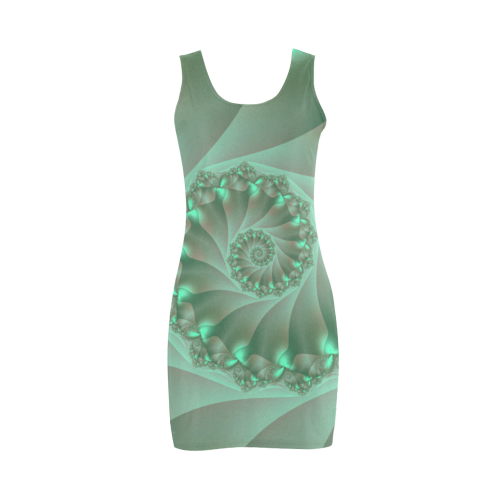 Green Spiral Fractal Medea Vest Dress (Model D06)