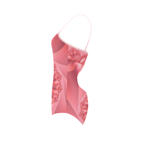 Red Spiral Fractal Strap Swimsuit ( Model S05)